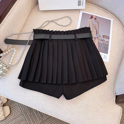 Slim high waist slim pleated shorts skirt women's summer white jk skirt 2023 new women's group A-line skirt