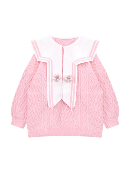 Artistic Raw Milk Good Sweater Women's Design Three-dimensional Flower Loose Pullover Niche Chic Top Early Autumn New Style