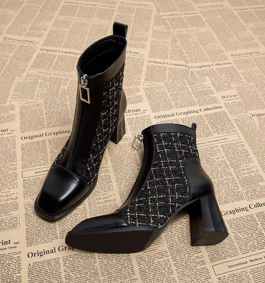 High-heeled short boots for women 2023 autumn and winter new women's boots versatile thin medium heel thick heel Martin boots single boots British style