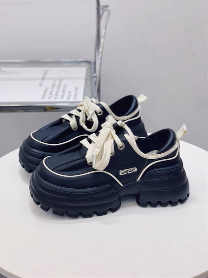 Shougu design genuine leather bread shoes for women 2023 summer new thick-soled thick-heeled single shoes popular height-increasing dad shoes