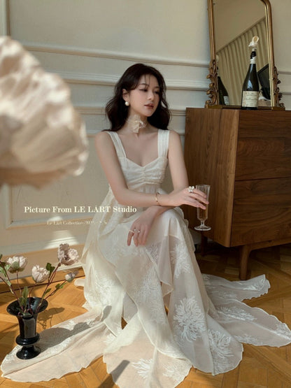 LELART French temperament high-grade suspender dress new summer irregular holiday style embroidered long skirt