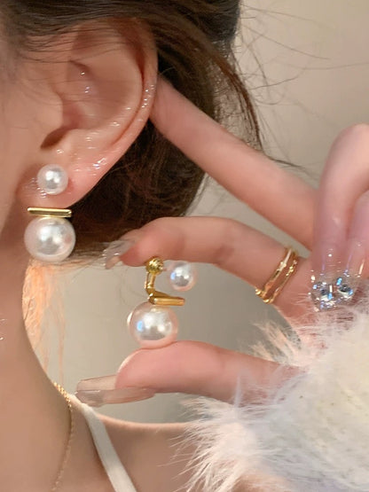 Two-wear style~French pearl earrings for women 2023 new niche design high-end light luxury earrings earrings for women