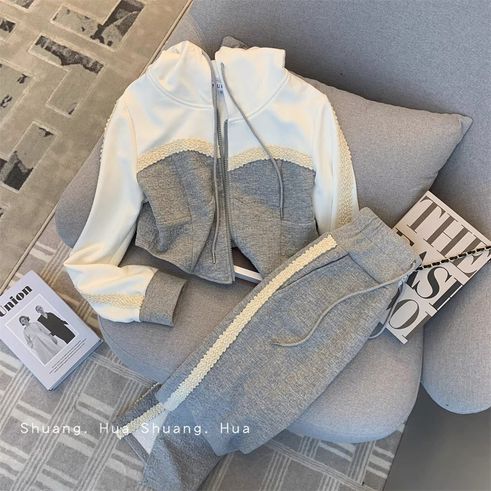 MUEL◆Women's sweatshirt suit autumn 2023 new casual fashion, foreign style, fashionable temperament, slimming two-piece set