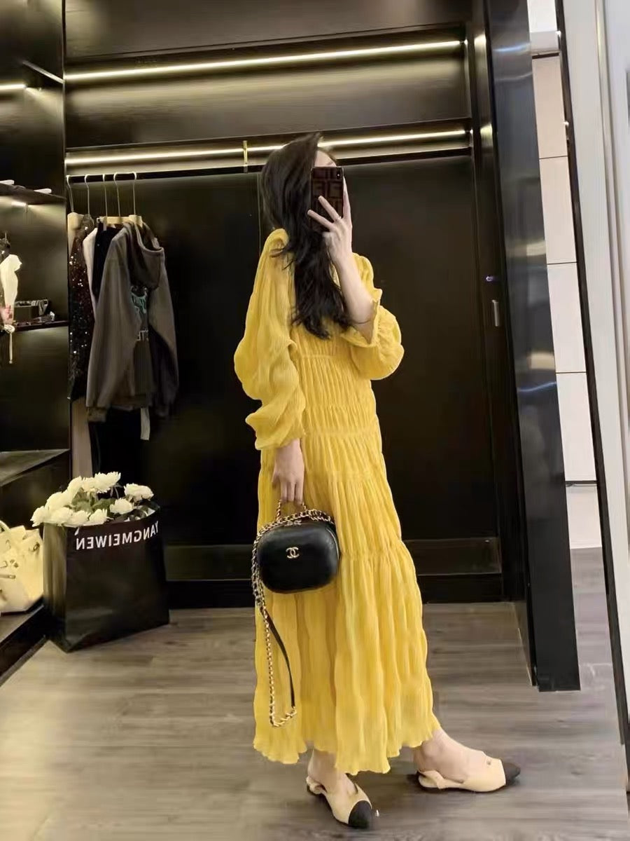 Early autumn women's clothing 2023 new French style sweet and gentle style high-end temperament small long skirt dress for women (S0956)