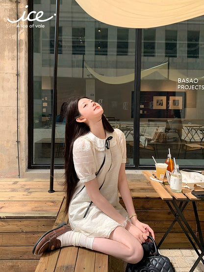 A ice of vale China Ryoko white short-sleeved dress female French temperament doll collar temperament skirt