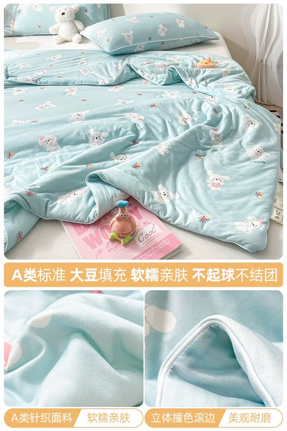 Class A soybean fiber knitted cotton summer cool quilt machine washable summer children's thin quilt spring and autumn summer air conditioning quilt