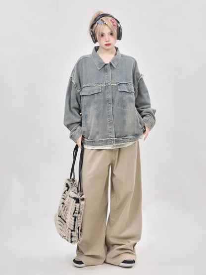 High-end oversize butterfly embroidered denim jacket for women autumn and winter 2023 new American retro jacket top A3353