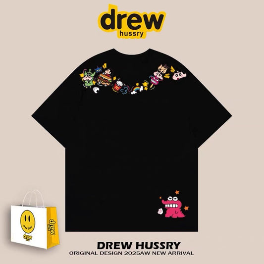 drew American trendy brand Crayon Shin-chan short-sleeved T-shirt men and women ins loose summer heavy cotton casual couple outfit