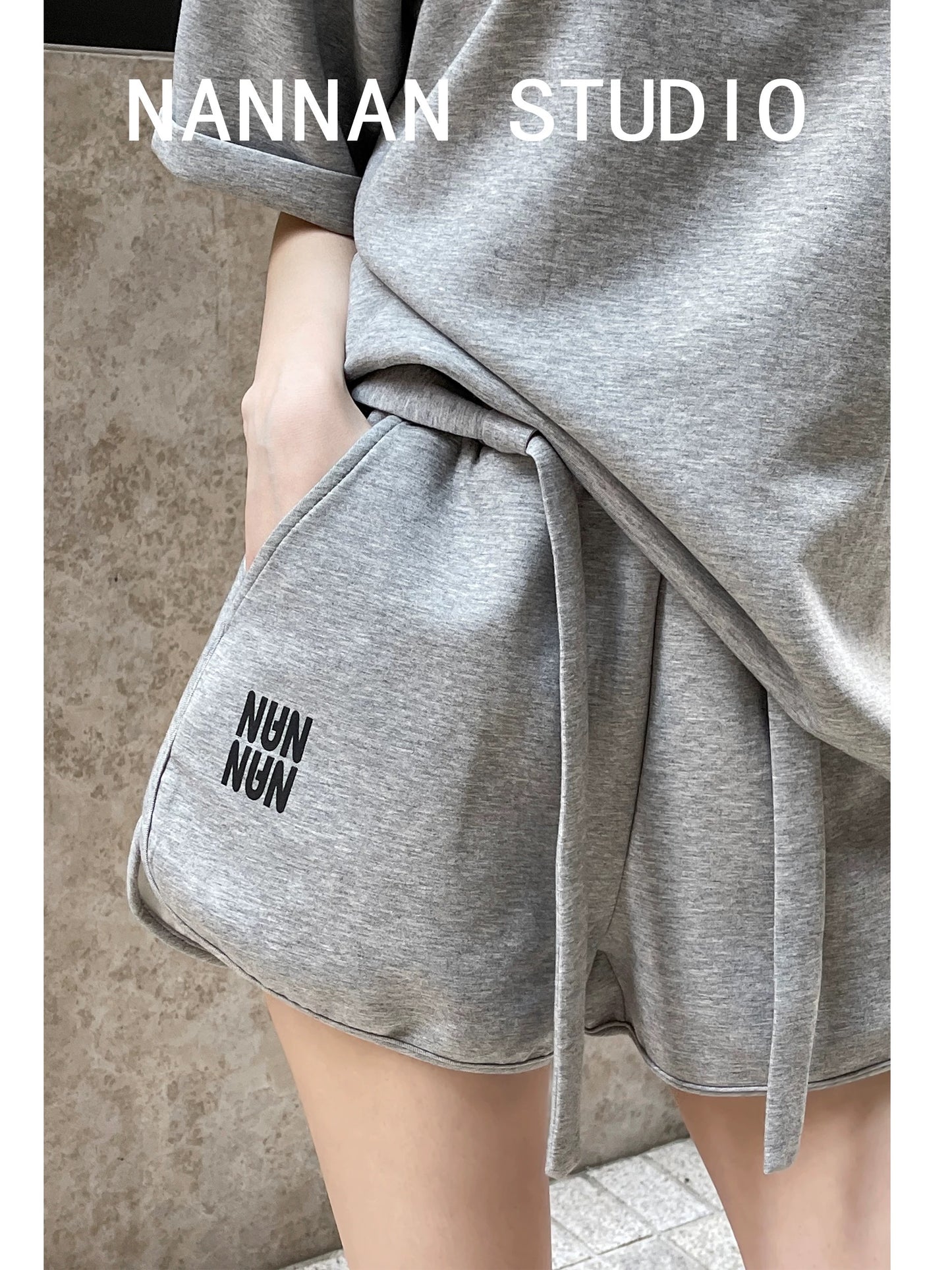 Comfortable! Summer street shooting casual sports short-sleeved T-shirt tops loose lazy wide-leg shorts two-piece set