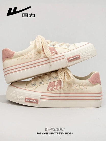 Pull back women's shoes canvas shoes women's 2024 new versatile thick-soled spring white shoes student sports and leisure board shoes
