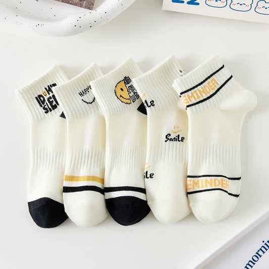 Spring and summer thin ins trendy all-match cute cartoon sports sweat-absorbent boat socks college ladies student short socks female
