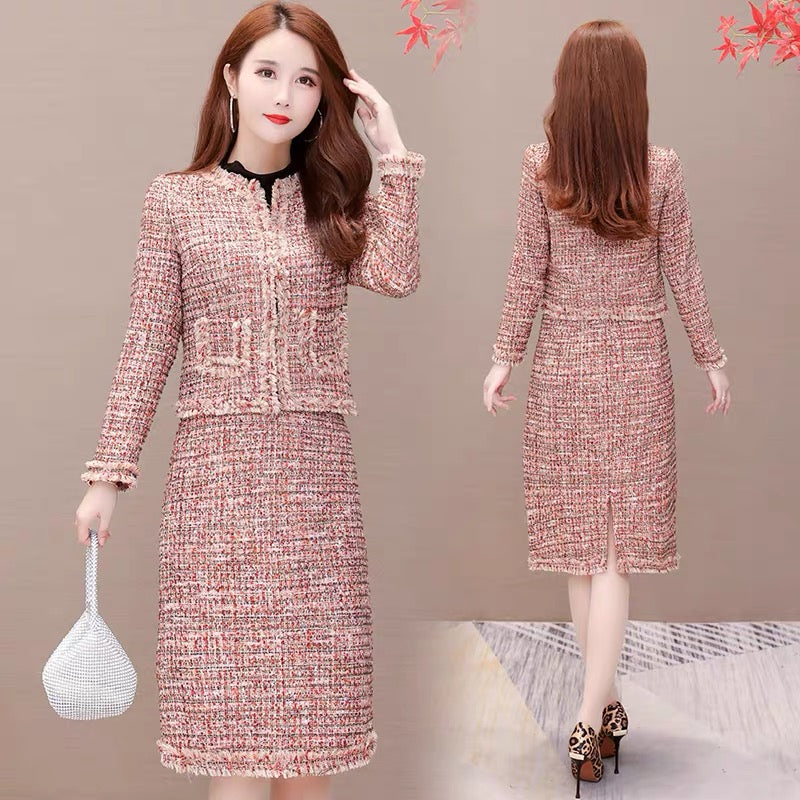 Xiaoxiangfeng suit dress autumn women 2023 new popular fashion high-end brand senior long-sleeved two-piece winter set (S0410)