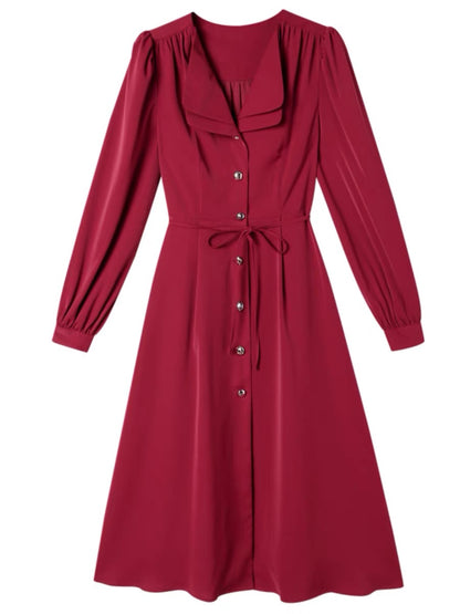 Goddess Style Red Dress 2023 Autumn New Women's Mid-Length Waist Style Slimming Zodiac Year Skirt