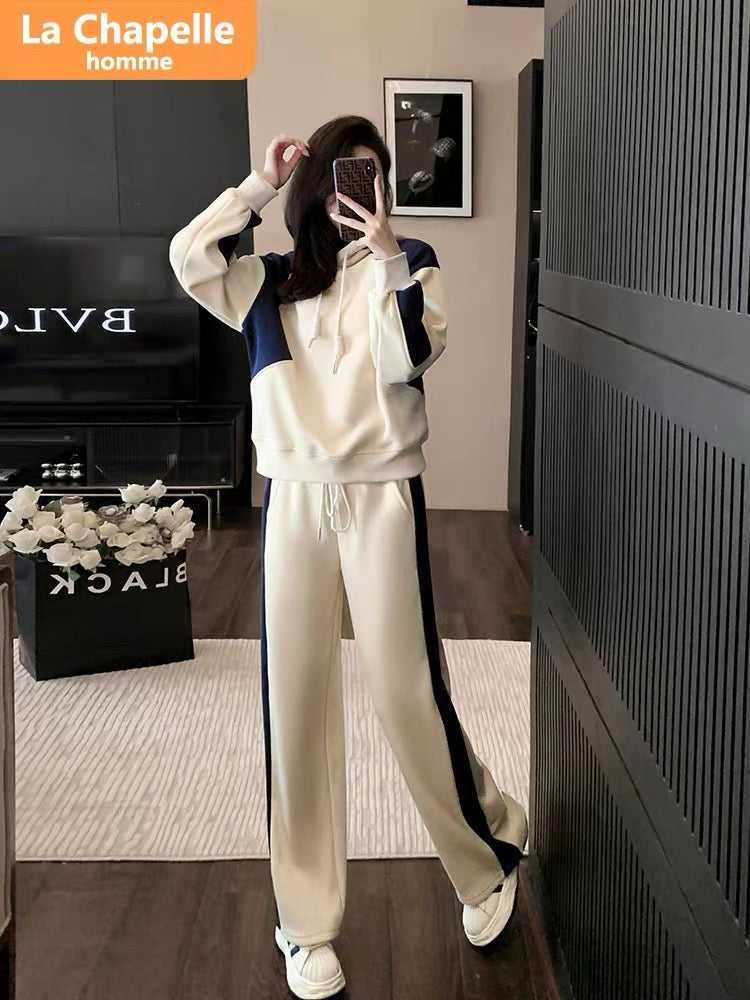 La Chapelle small person contrasting color design casual sports suit women's autumn 2023 new temperament two-piece set