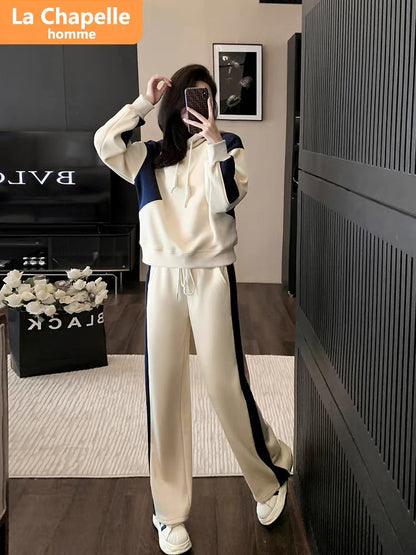 La Chapelle small person contrasting color design casual sports suit women's autumn 2023 new temperament two-piece set