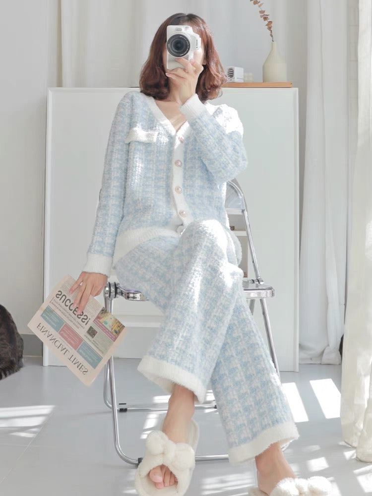 Blogger's tone is gentle and elegant~shui women's autumn and winter small fragrance style coral velvet ins suit (B4912)