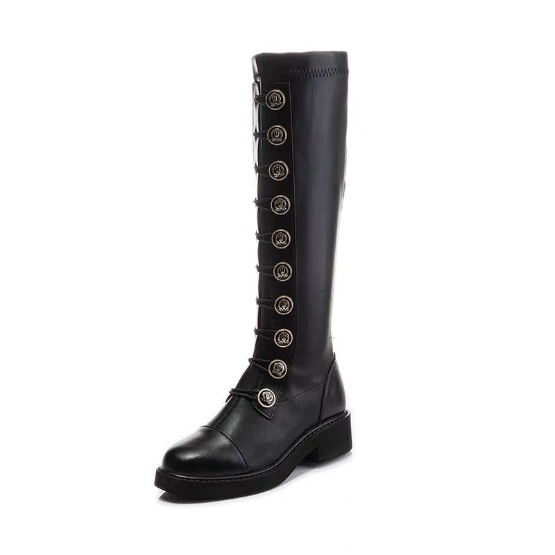 High boots, white boots for women, winter plus velvet, 2023 new Internet celebrity hot style, slim knight boots, thick soles, increased height