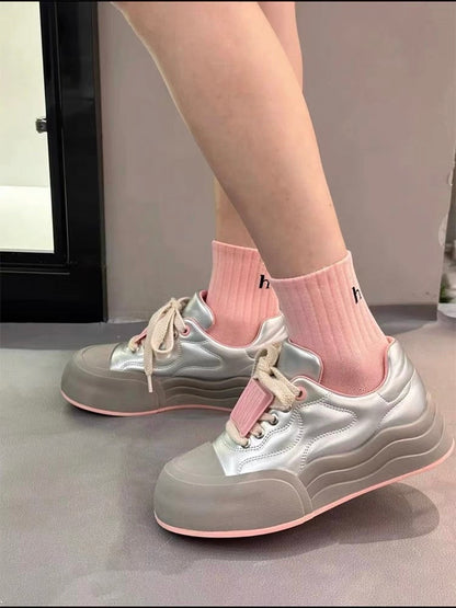 Thick-soled white shoes new 2023 hot style women's summer niche design bread sneakers all-match casual sneakers