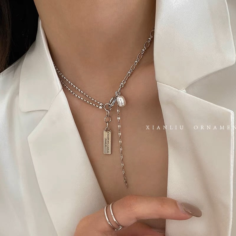 Letter pendant necklace women's hip hop simple hiphop neck chain short clavicle chain accessories trendy internet celebrity