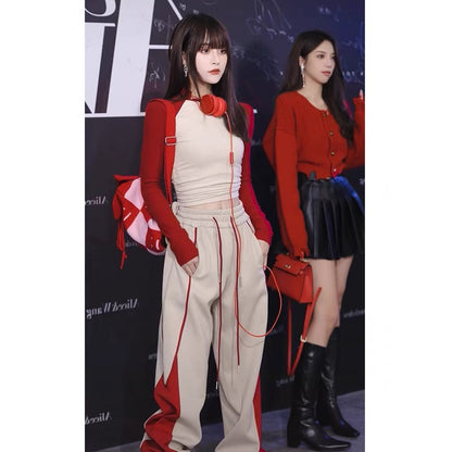 Velvet sports casual suit for women autumn and winter 2023 new fashionable and high-end salt style two-piece trendy set