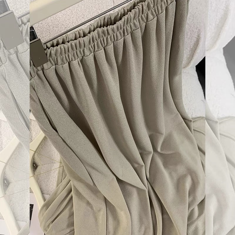 2023 new summer casual and mature style women's two-piece set, irregular one-shoulder top + waist skirt (S012)