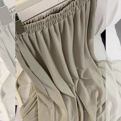 2023 new summer casual and mature style women's two-piece set, irregular one-shoulder top + waist skirt (S012)