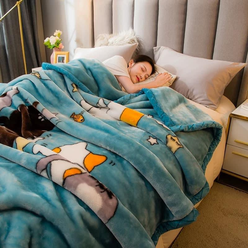 Winter Raschel blanket extra thick plus velvet bed cover blanket quilt wedding coral flannel nap blanket single