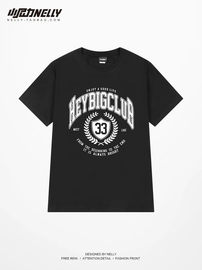 National trend American retro letter print couple short-sleeved T-shirts for men and women ins niche street brand half-sleeved tops