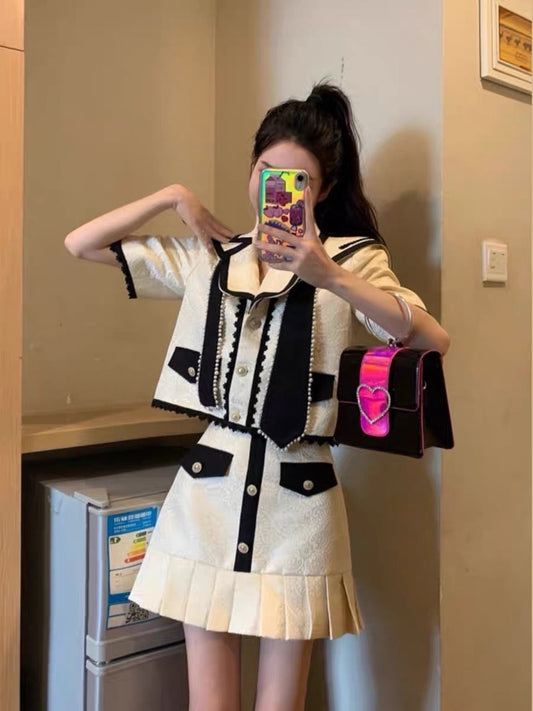 [Favorite Welfare] Xiaoxiangfeng Suit Women's Spring 2023 New Celebrity Foreign Style High-end Skirt Two-piece Set (S039)