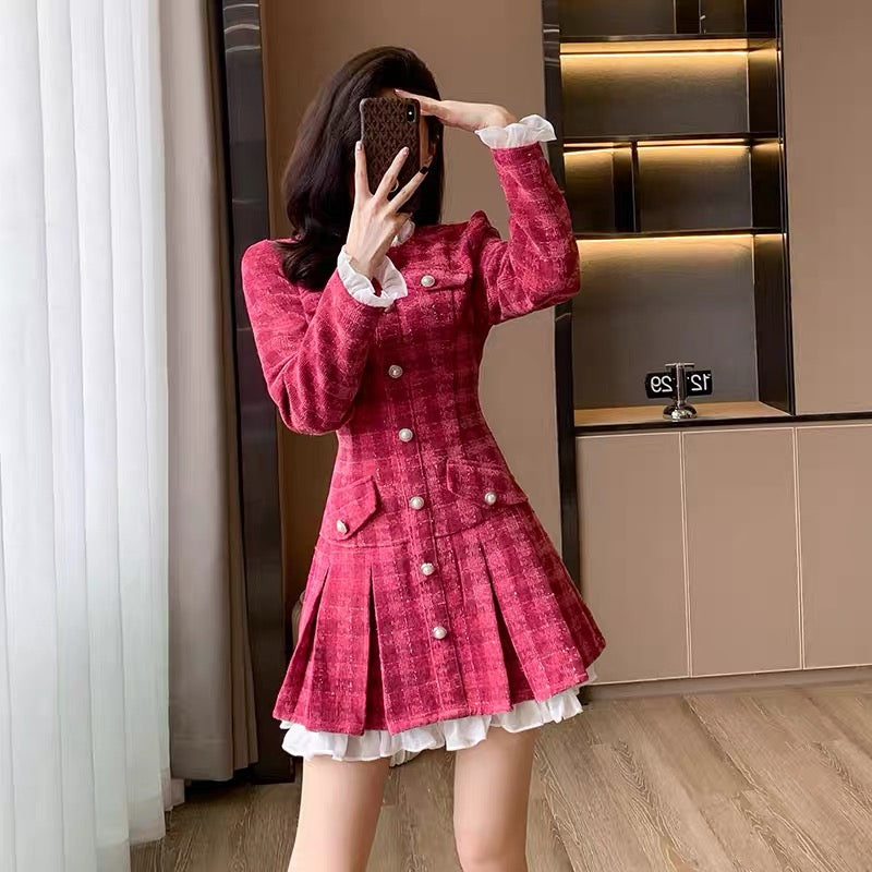 Autumn clothing for women 2023 new complete set of high-end women's French autumn long-sleeved dress for small people