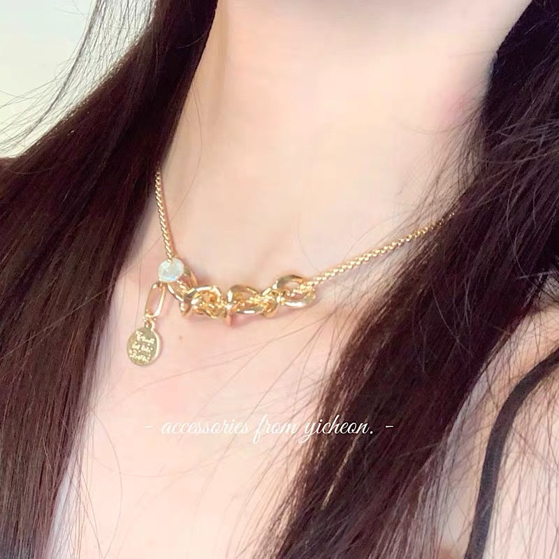 YIcheon Chenxihai Retro Chain Stitching Pearl Necklace Women's Korean Design Gentle Clavicle Chain C52