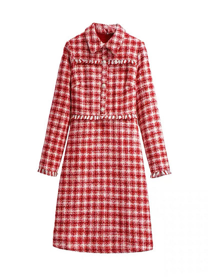 Xiaoxiangfeng dress for women in autumn and winter 2021 new temperament women's waist slimming thickened tweed skirt for women