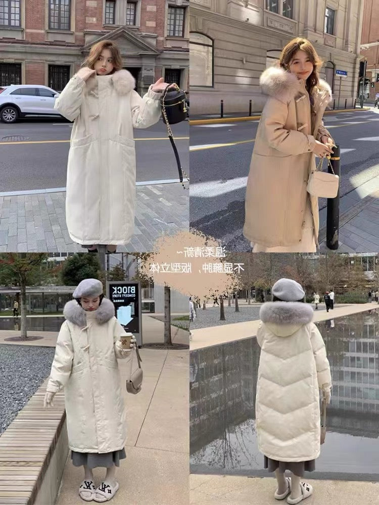 Down jacket women's mid-length 2023 new fashionable waist design niche thickened winter hot style long style A3313
