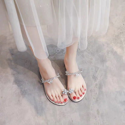 French evening style gentle shoes and sandals for women 2023 summer new style Internet celebrity temperament flat sandals for women to wear outside