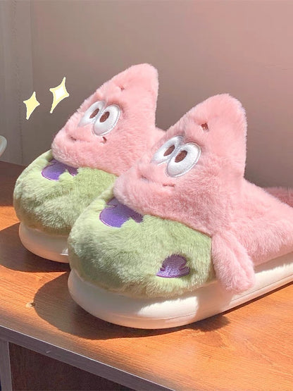 Thin strips of cute cartoon cotton slippers for girls in winter, indoor home warm bags and confinement shoes for female students