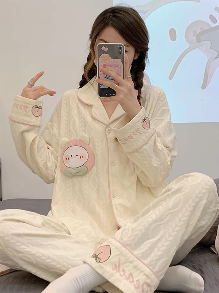 Pajamas for women Spring Autumn Winter Cotton Long Sleeve 2024 New Style Student Sweet and Cute Ladies Home Clothes Set