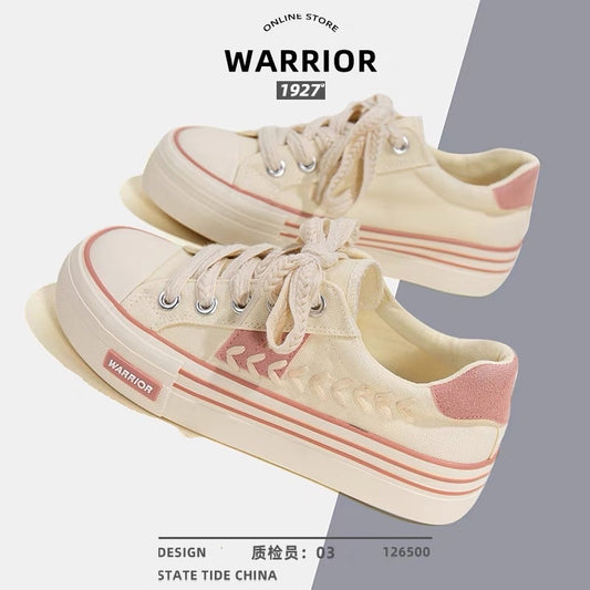 Pull back canvas shoes women's 2023 spring and summer new all-match thick-soled white shoes wheat ear leisure students niche sneakers
