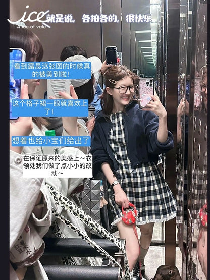 A ice of vale China Ryoko Lucy same style dress female summer slim fit plaid A-line skirt