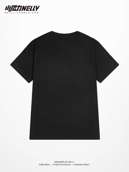 European and American trendy brand heavyweight T-shirt men's pure cotton college students mid-sleeved short-sleeved men's trendy handsome 7-point half-sleeved shirt bf
