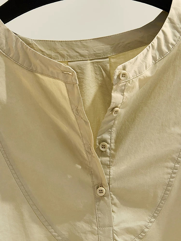 Round neck three-quarter sleeve thin baby shirt shirt 2024 summer new women's simple and comfortable top pullover shirt