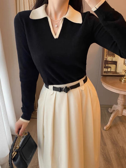 Two-piece suit women's autumn clothes new western style fashionable French retro bottoming velvet dress temperament slim long skirt