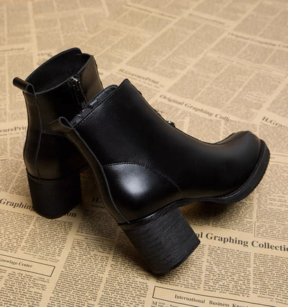 High-heeled short boots for women 2023 new versatile spring and autumn boots thin medium heel thick heel autumn and winter women's boots Martin boots