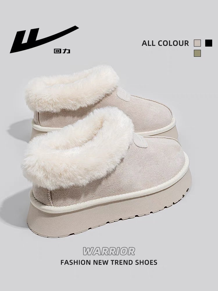 Pull back snow boots women's 2023 winter new thick-soled plus velvet thickened short tube fashion Northeast slip-on bread shoes