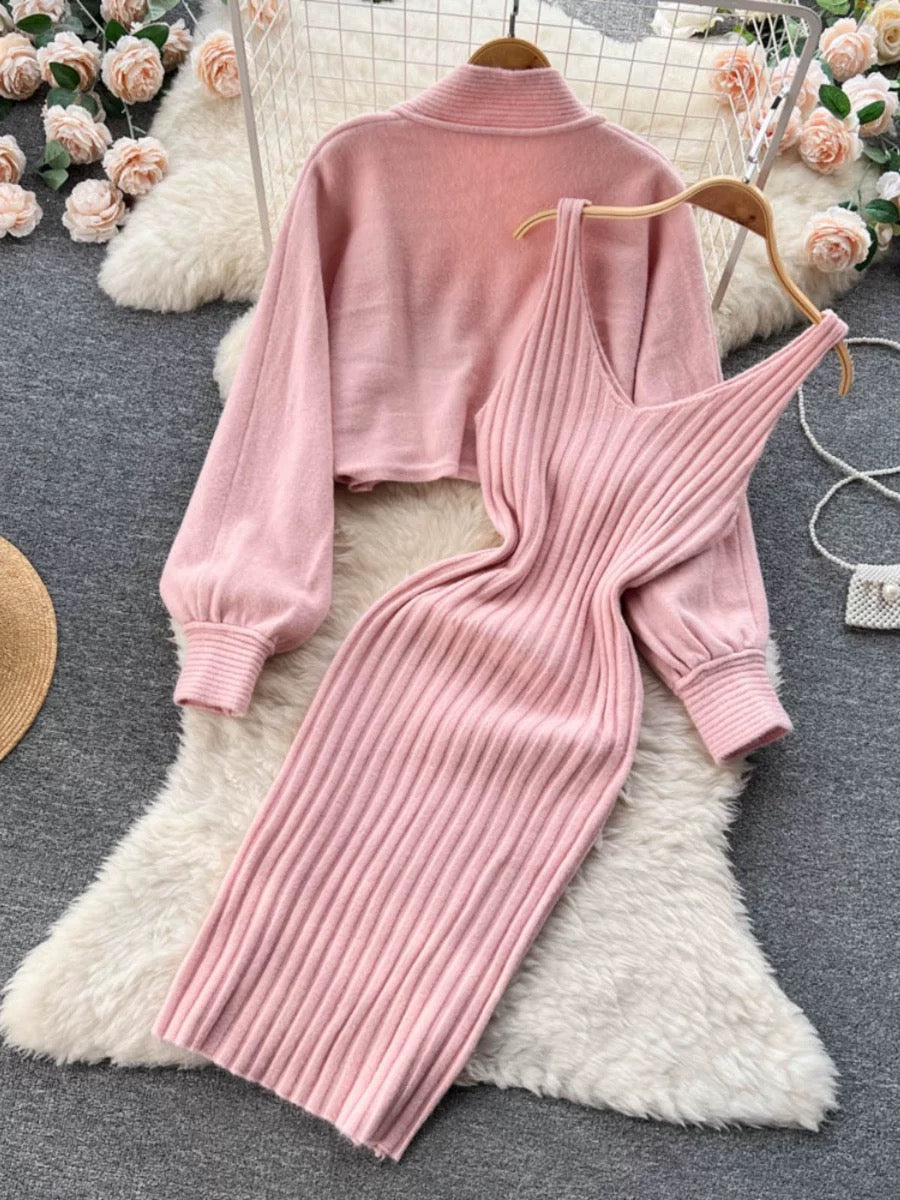 Autumn and winter elegant lady knitted suit women's short sweater shaw –  Lee Nhi Boutique