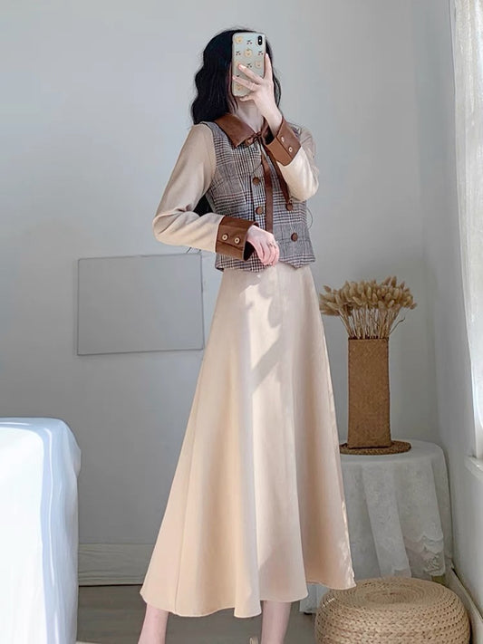 Autumn clothing 2023 new women's skirts high-end light luxury French retro style two-piece dress suit skirt