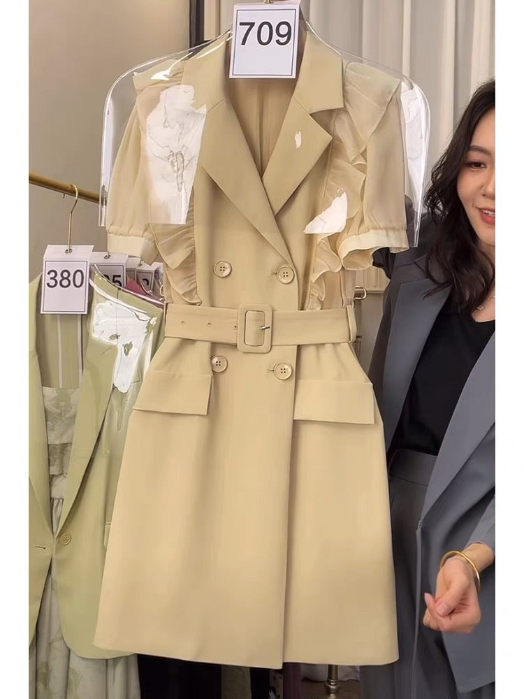 High-end small fragrance yellow suit dress for women 2023 new tea break French high-end exquisite women's dress