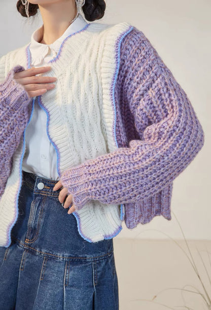 RUKIA/vintage-sense sweater for women in autumn and winter, lazy style, high-end sense, retro gentle cardigan knitted jacket V1152