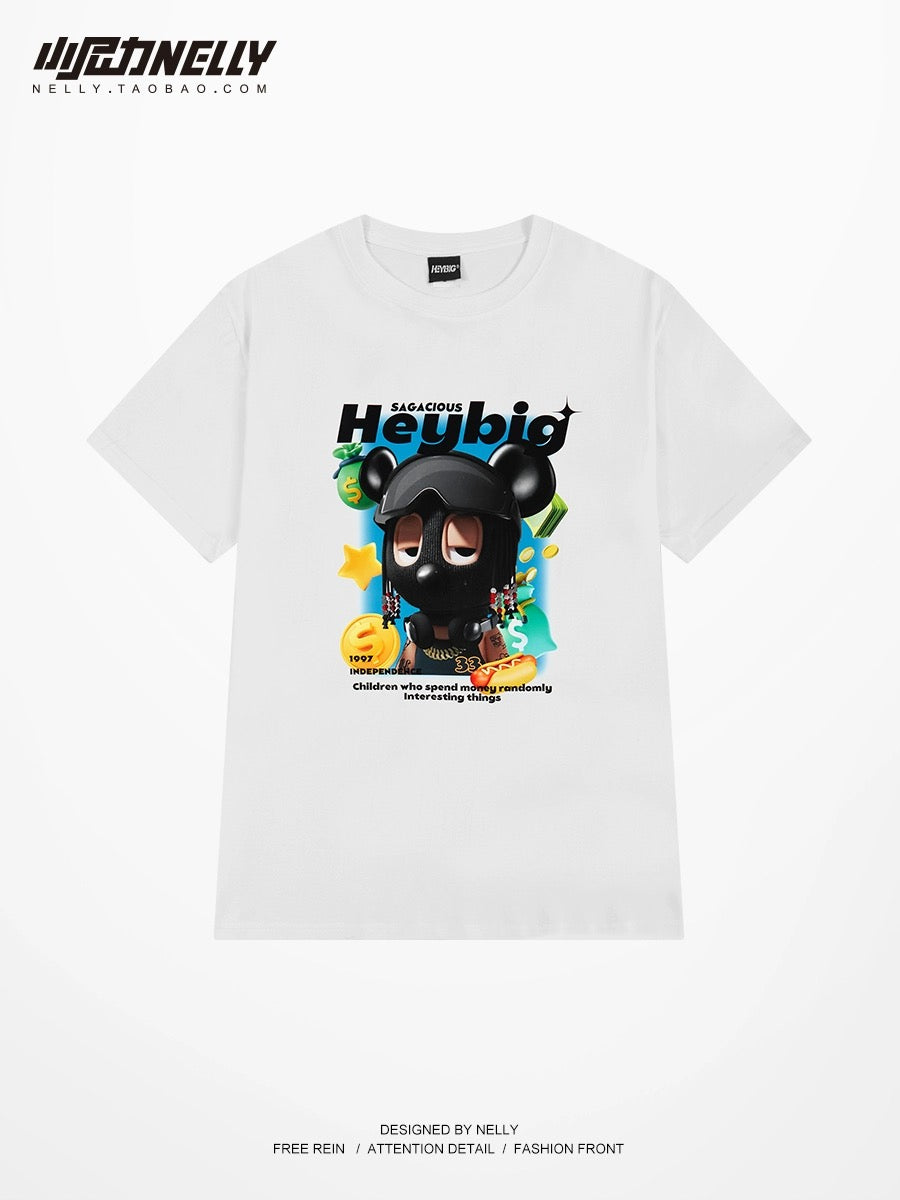 Summer new short-sleeved men's and women's T-shirts trendy cartoon half-sleeved loose couples students pure cotton half-sleeved bottoming shirt trendy