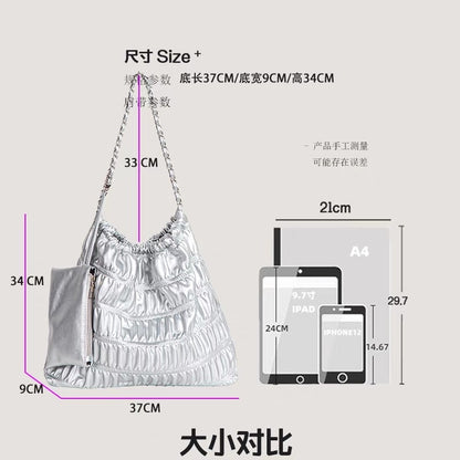 Tote bag women's large capacity 2023 new work commuting bag all-match casual Korean version of the small fragrance silver bag l