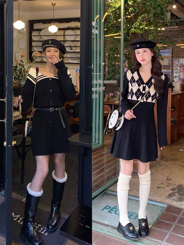 Zhang Daren plus size women's clothing can be salty or sweet age-reducing knitted skirt fat mm vitality playful college style slimming dress